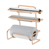 Suporte Porta Rolos Papel Toalha Alumínio PVC Bancada e Parede Rose Gold - Ela Decora